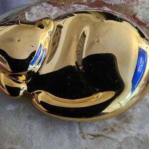 Liz Claiborne Cat Brooch Gold Tone Sleeping Kitty Pin 1.75" Inch